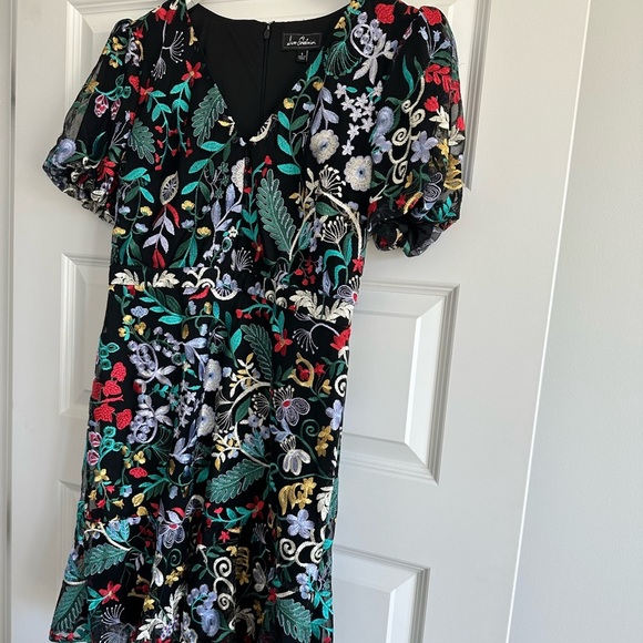 Sam Edelman Puff-Sleeve Mesh Embroidered Dress - Picture 4 of 10